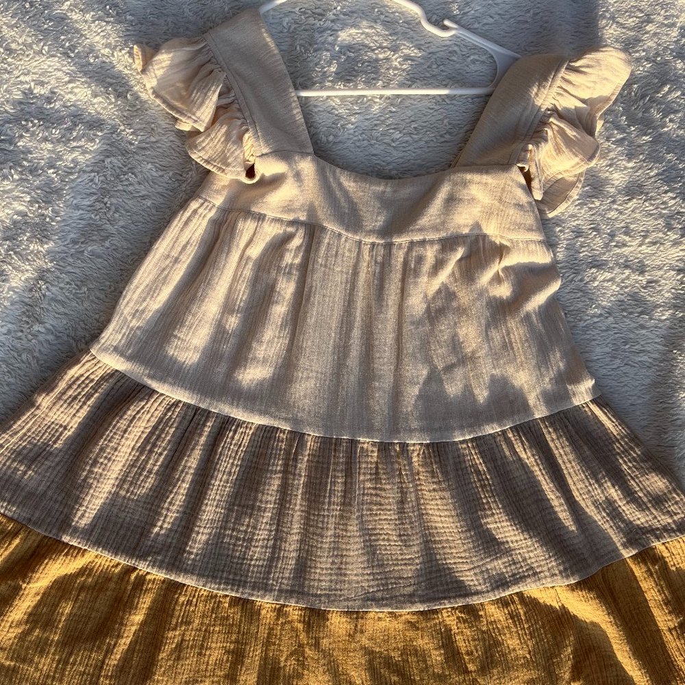 Cream and Yellow Babydoll Dress